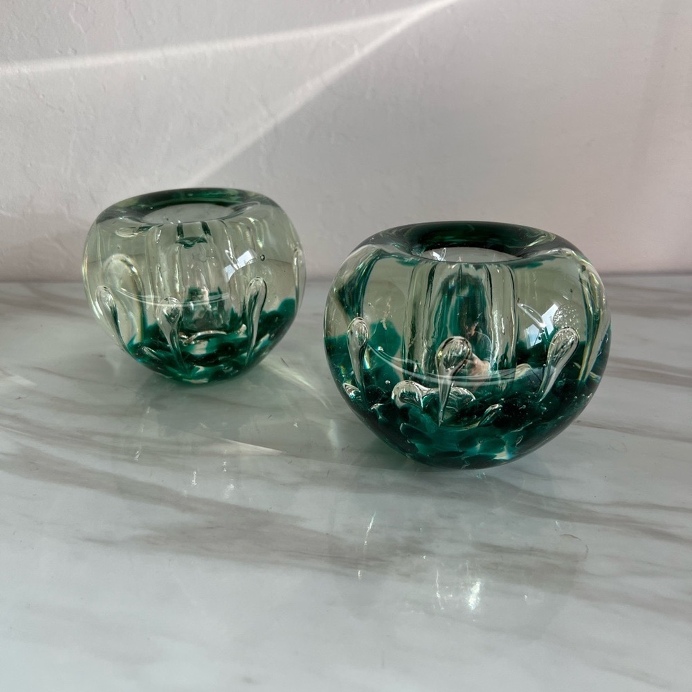 Murano style art glass candleholders